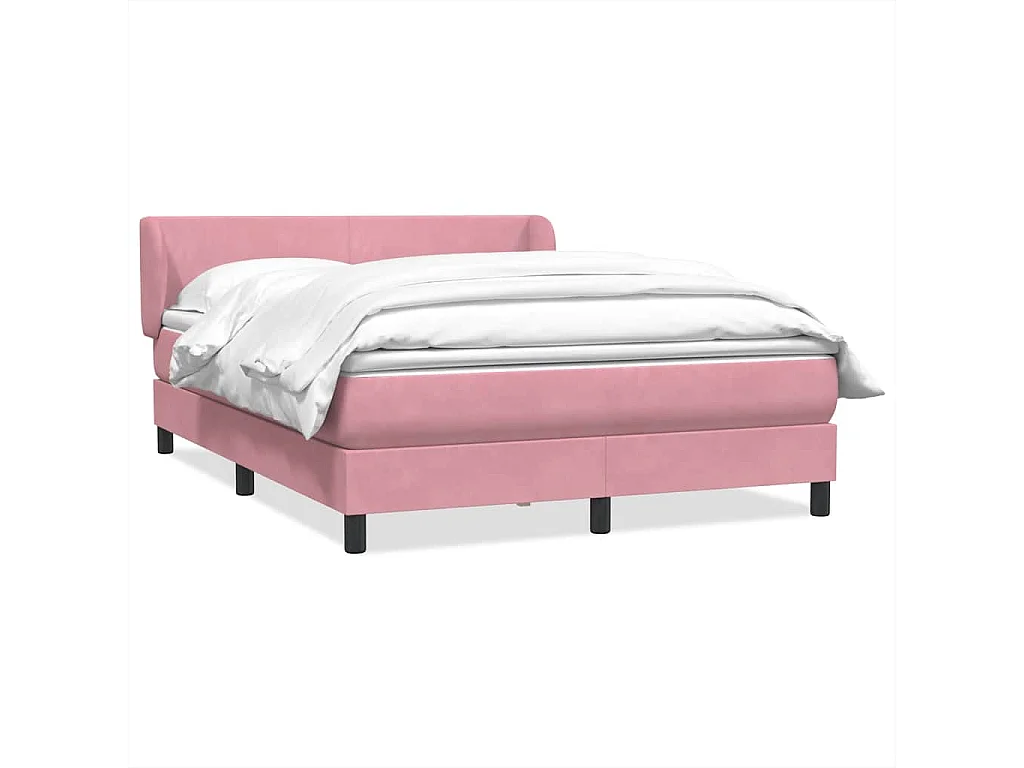 Sommier à lattes de lit avec matelas rose 160x210 cm velours