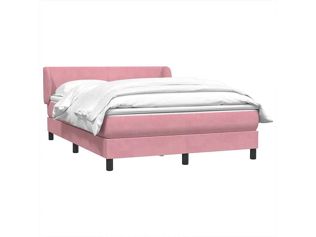 Sommier à lattes de lit avec matelas rose 160x210 cm velours