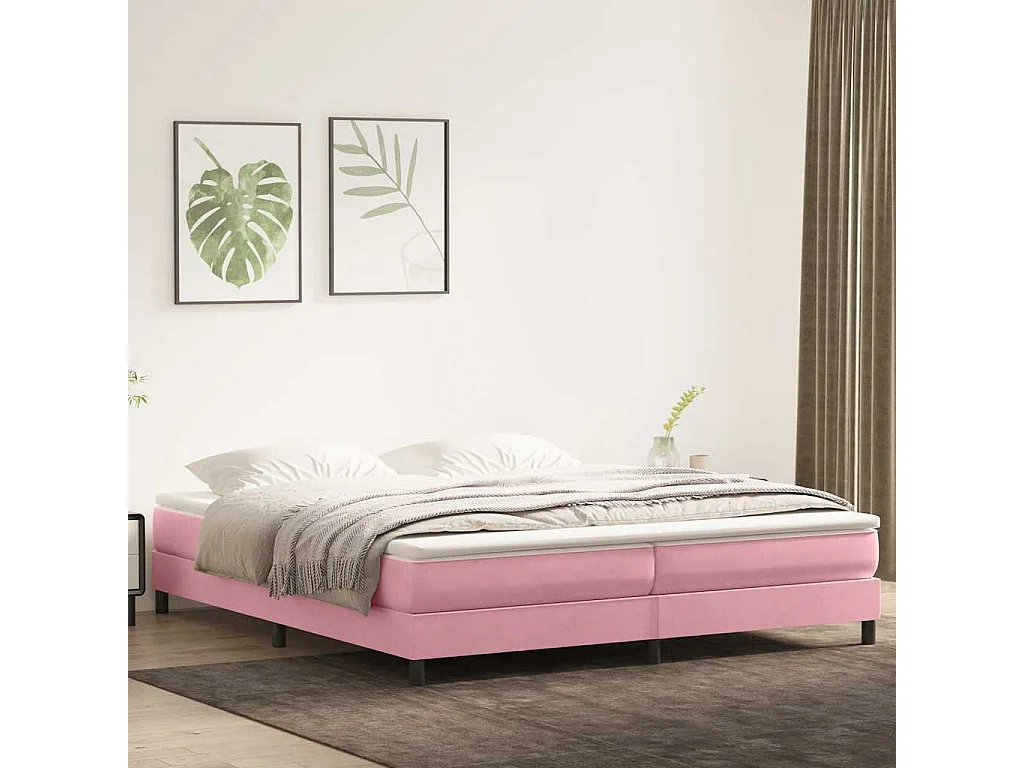 Cama com molas sem colchão 200x210 cm veludo rosa