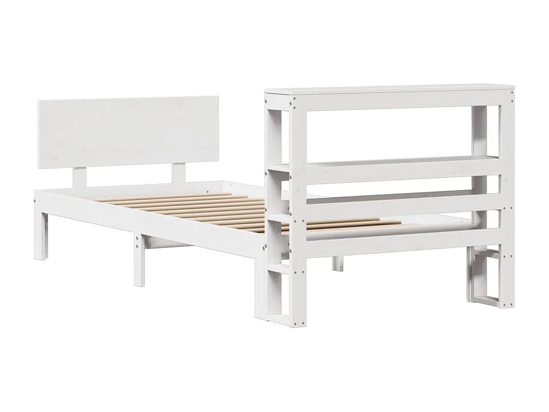 Cadre de lit avec tête de lit sans matelas blanc 75x190 cm