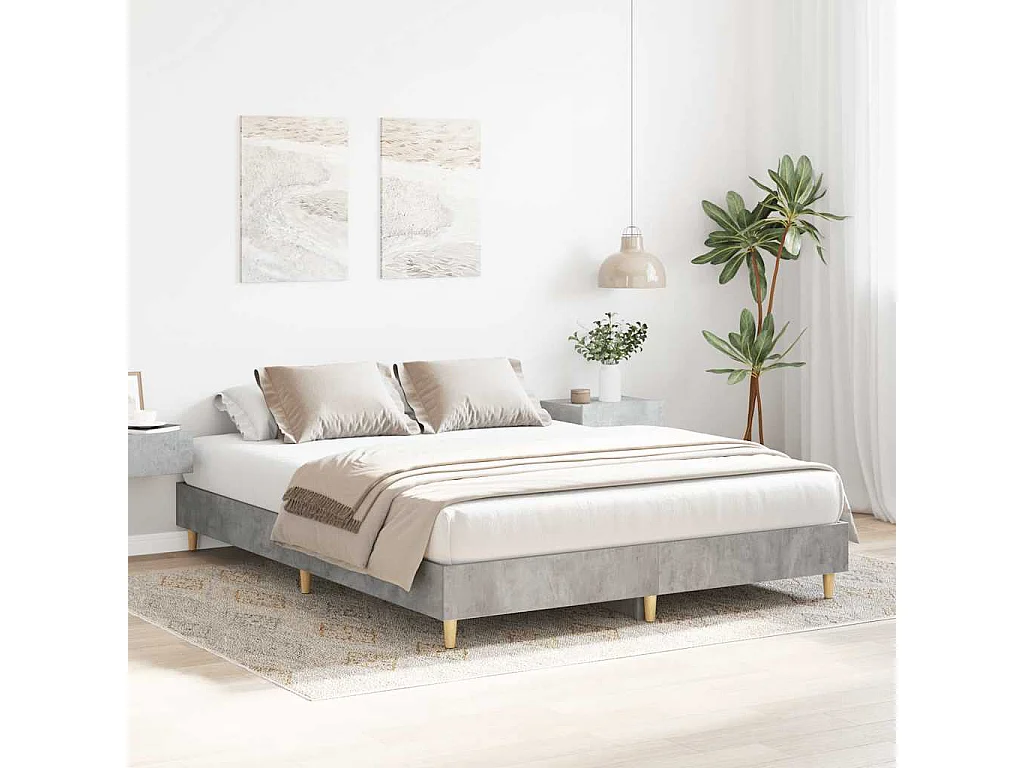 Cadre de lit sans matelas gris béton 140x200 cm bois ingénierie