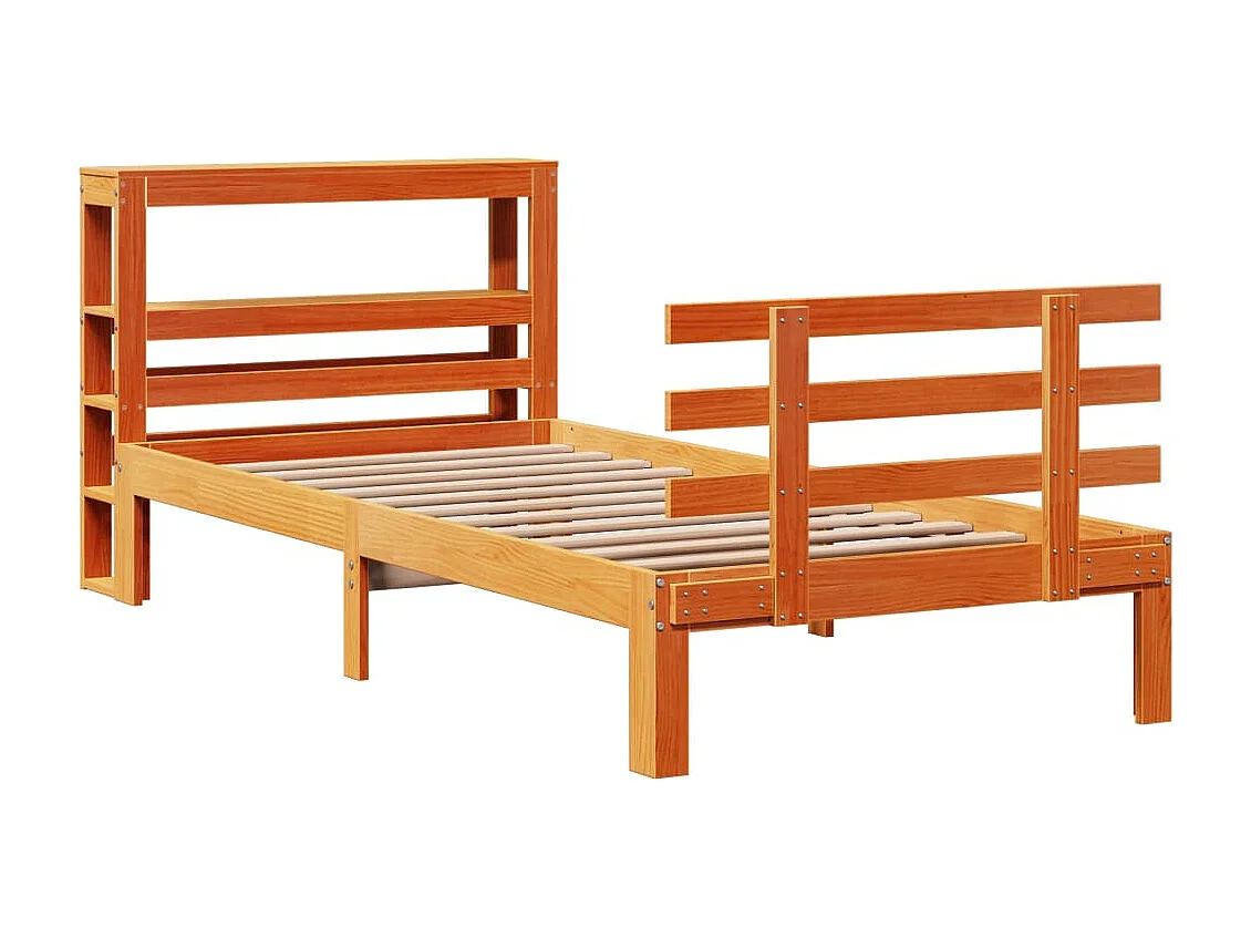 Cadre de lit avec tête de lit sans matelas cire marron 75x190cm