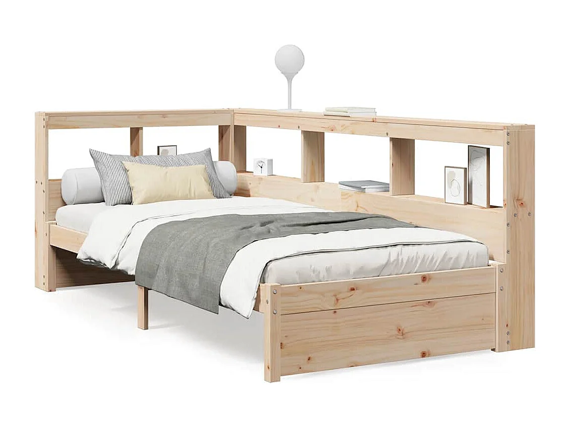 Lit bibliothèque sans matelas 100x200 cm bois massif de pin