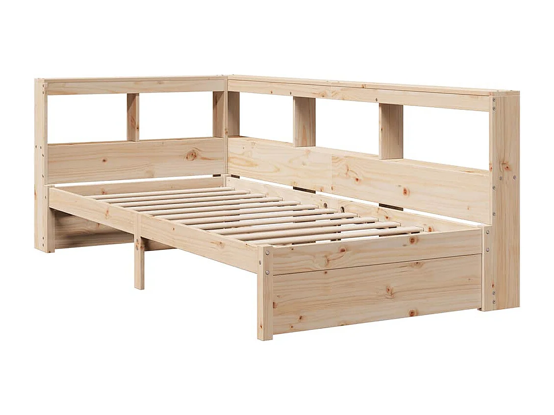 Lit bibliothèque sans matelas 100x200 cm bois massif de pin