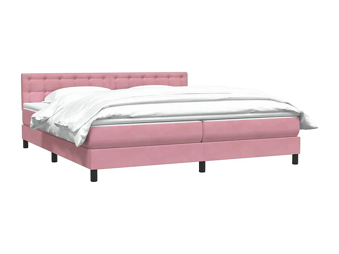 Cama box spring con colchón terciopelo rosa 180x210 cm