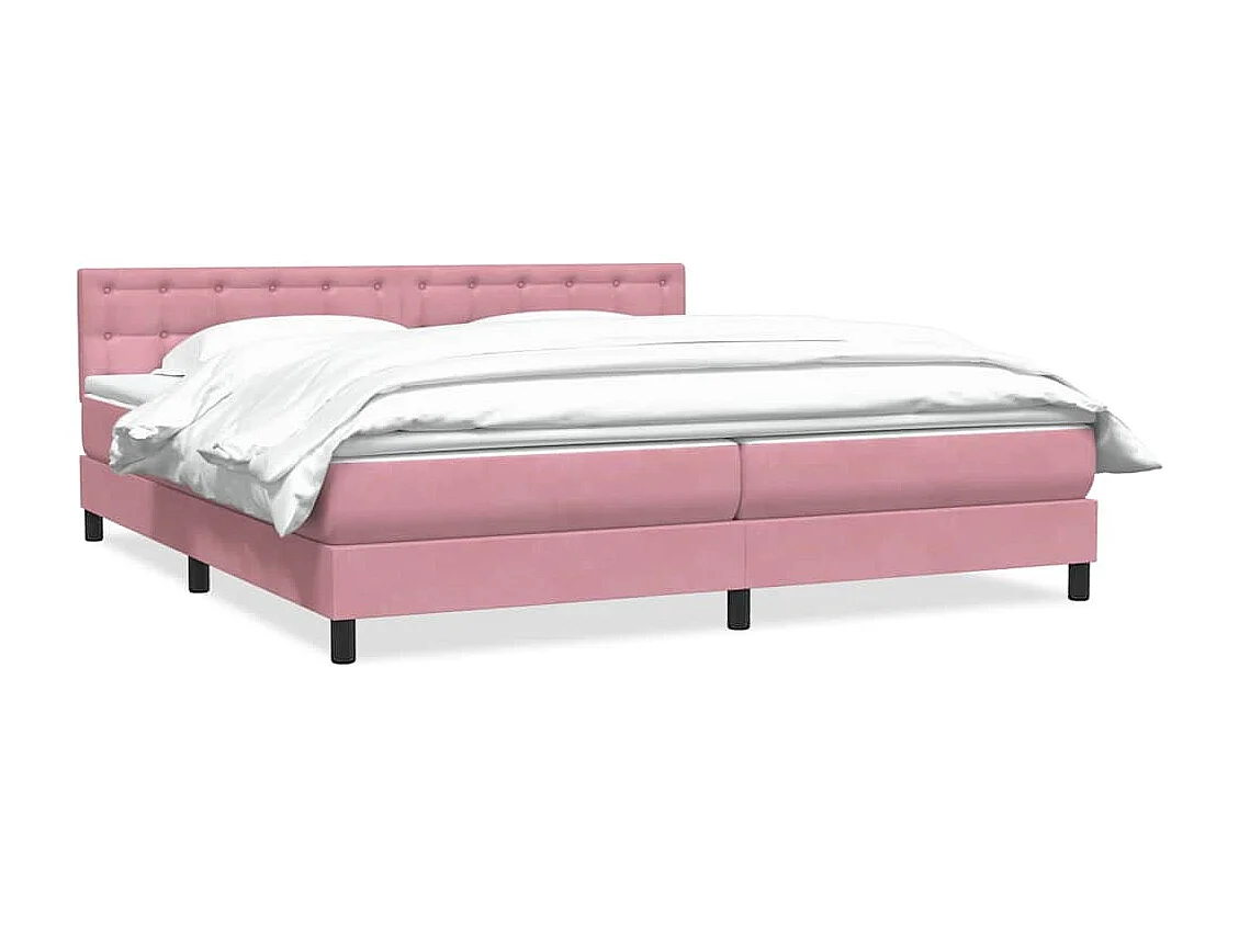 Sommier à lattes de lit avec matelas rose 180x210 cm velours