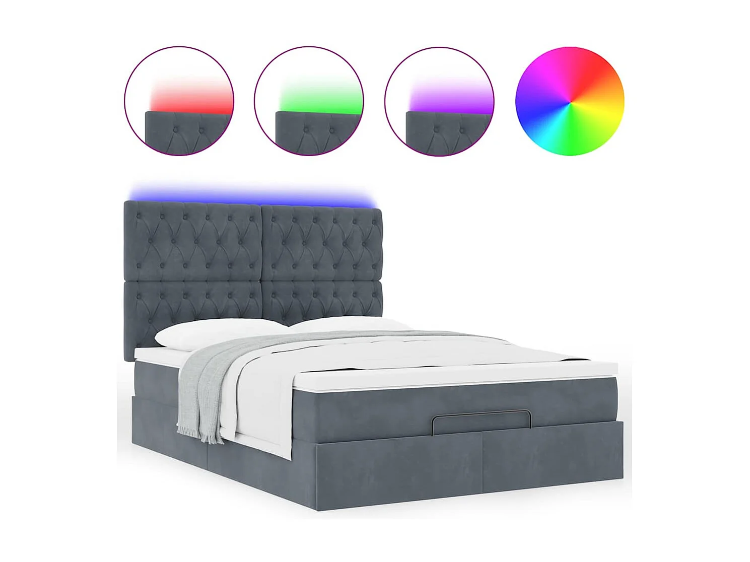 Estructura cama otomana con colchones gris oscuro 140x200cm