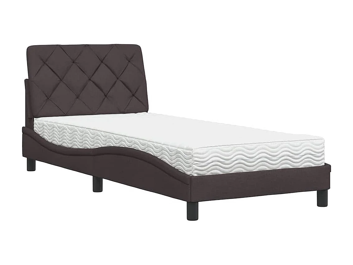 Lit avec matelas marron foncé 90x200 cm tissu