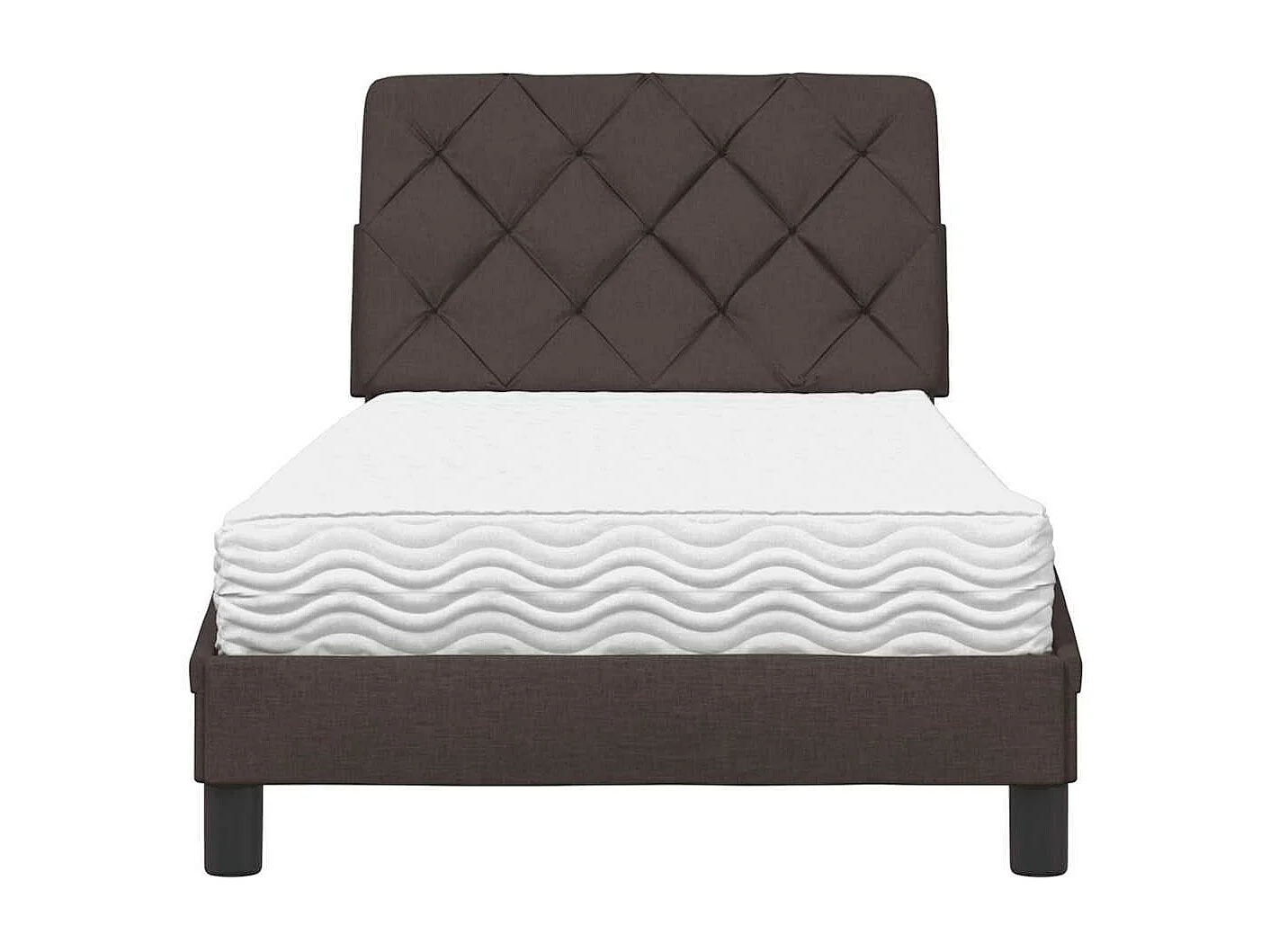 Lit avec matelas marron foncé 90x200 cm tissu