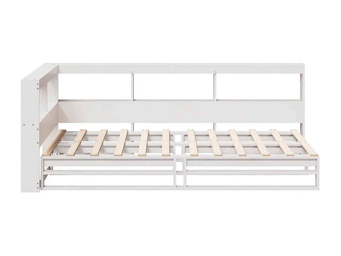 Lit bibliothèque sans matelas blanc 75x190cm bois de pin massif