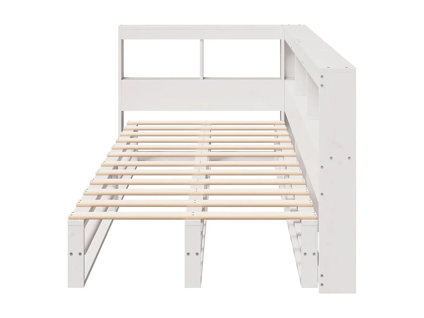 Lit bibliothèque sans matelas blanc 75x190cm bois de pin massif