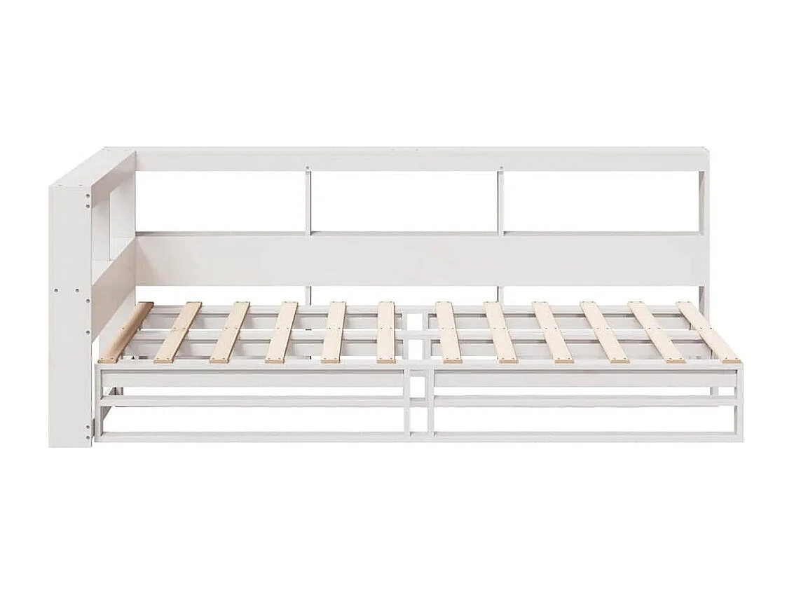 Lit bibliothèque sans matelas blanc 75x190cm bois de pin massif