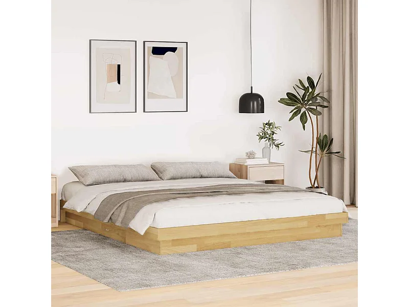 Cadre de lit sans matelas 180x200 cm bois massif de chêne