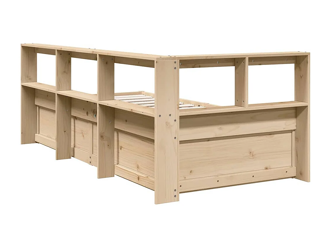 Lit bibliothèque sans matelas 90x190 cm bois de pin massif
