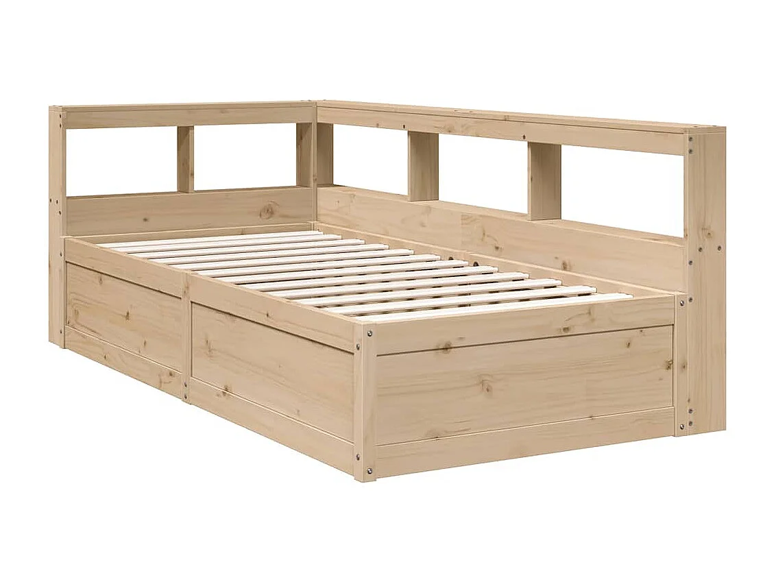 Bed met boekenkast zonder matras massief grenenhout 90x190 cm