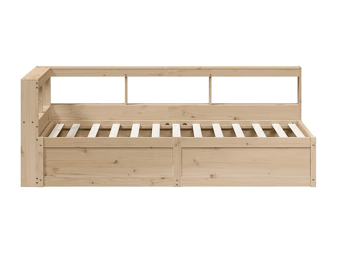 Bed met boekenkast zonder matras massief grenenhout 90x190 cm