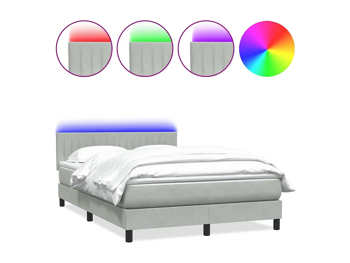 Boxspring met matras fluweel lichtgrijs 140x210 cm