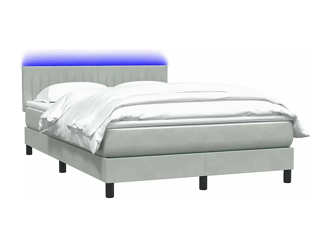 Boxspring met matras fluweel lichtgrijs 140x210 cm
