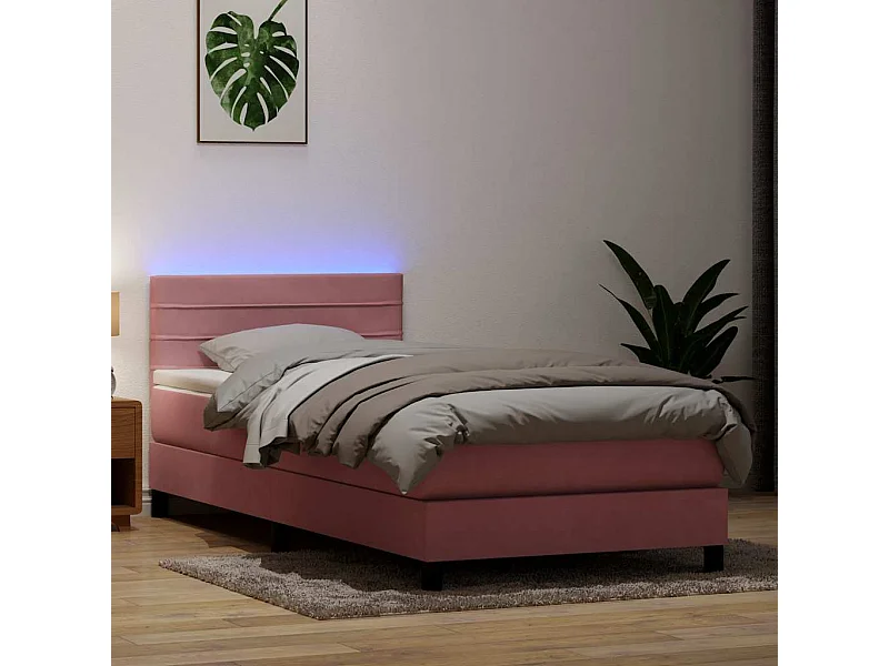 Boxspring met matras fluweel roze 80x220 cm