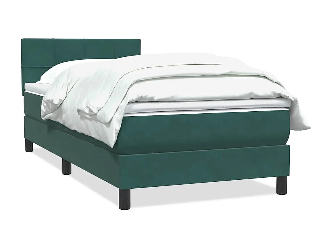 Boxspring met matras fluweel donkergroen 90x210 cm