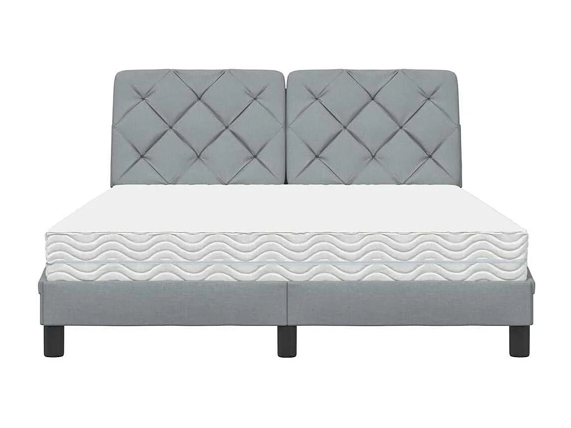 Lit avec matelas gris clair 140x200 cm tissu