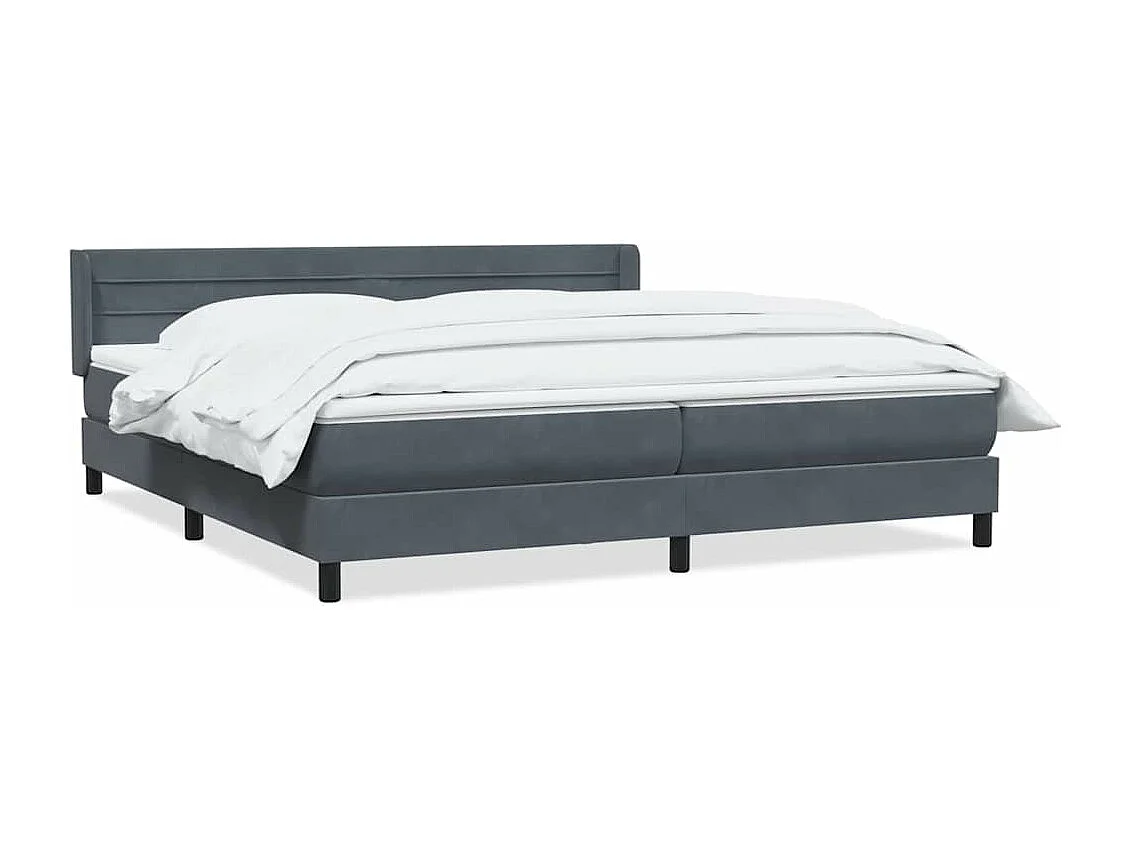 Cama box spring con colchón terciopelo gris oscuro 180x210 cm