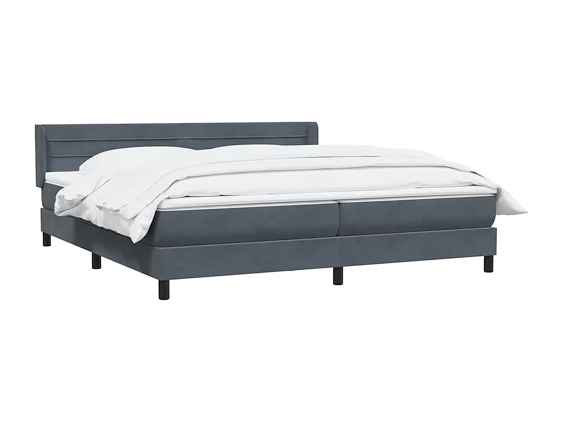 Cama box spring con colchón terciopelo gris oscuro 180x210 cm