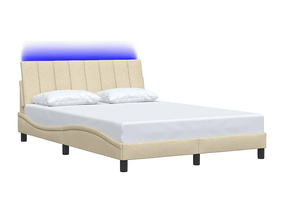 Cadre de lit sans matelas crème 140x200 cm tissu