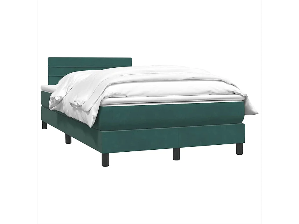 Cama com molas/colchão 120x220 cm veludo verde-escuro