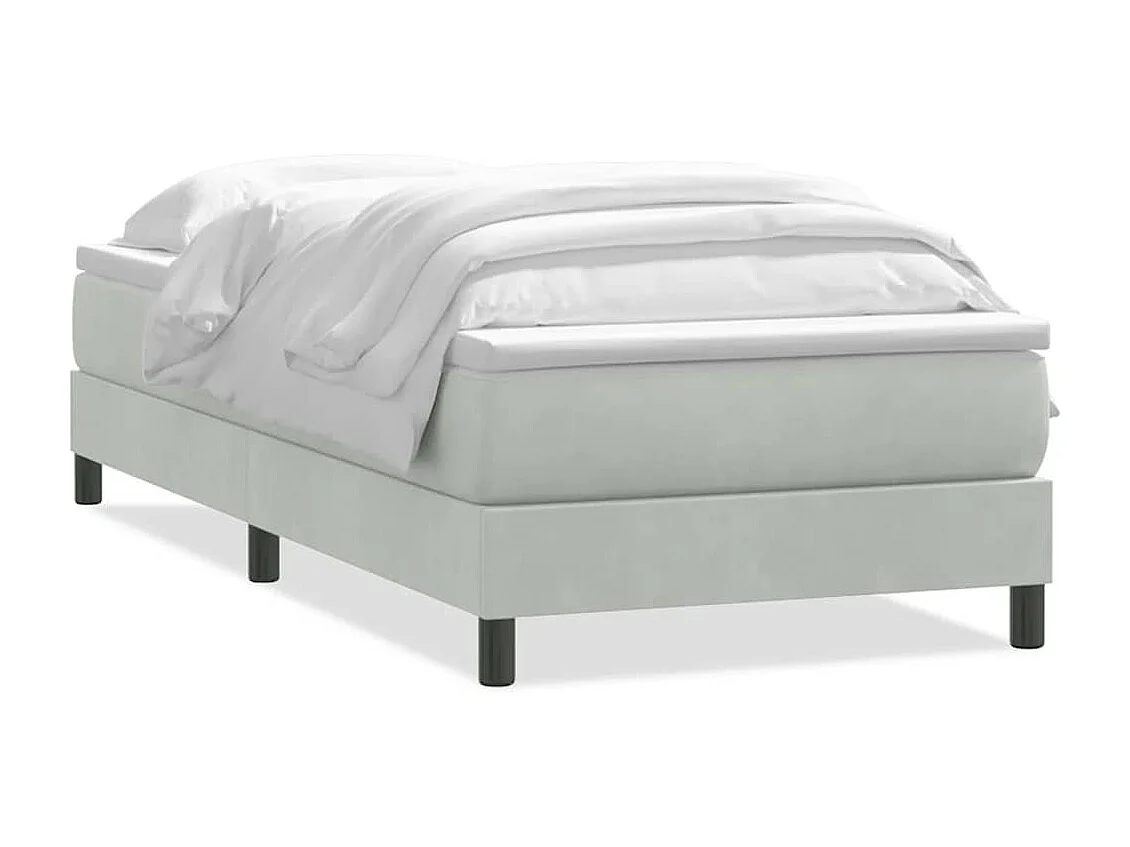 Boxspring met matras fluweel lichtgrijs 90x210 cm
