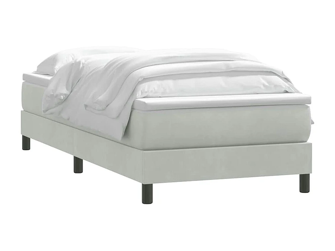 Boxspring met matras fluweel lichtgrijs 90x210 cm