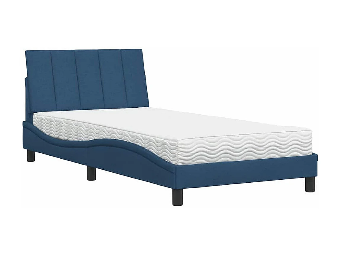 Lit avec matelas bleu 100x200 cm tissu