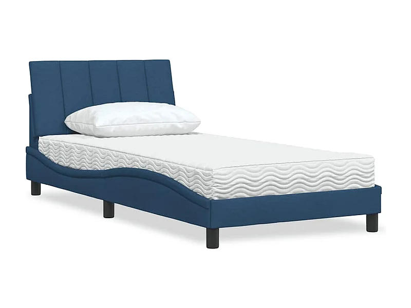 Bed met matras "Hanko" stof blauw 100x200 cm
