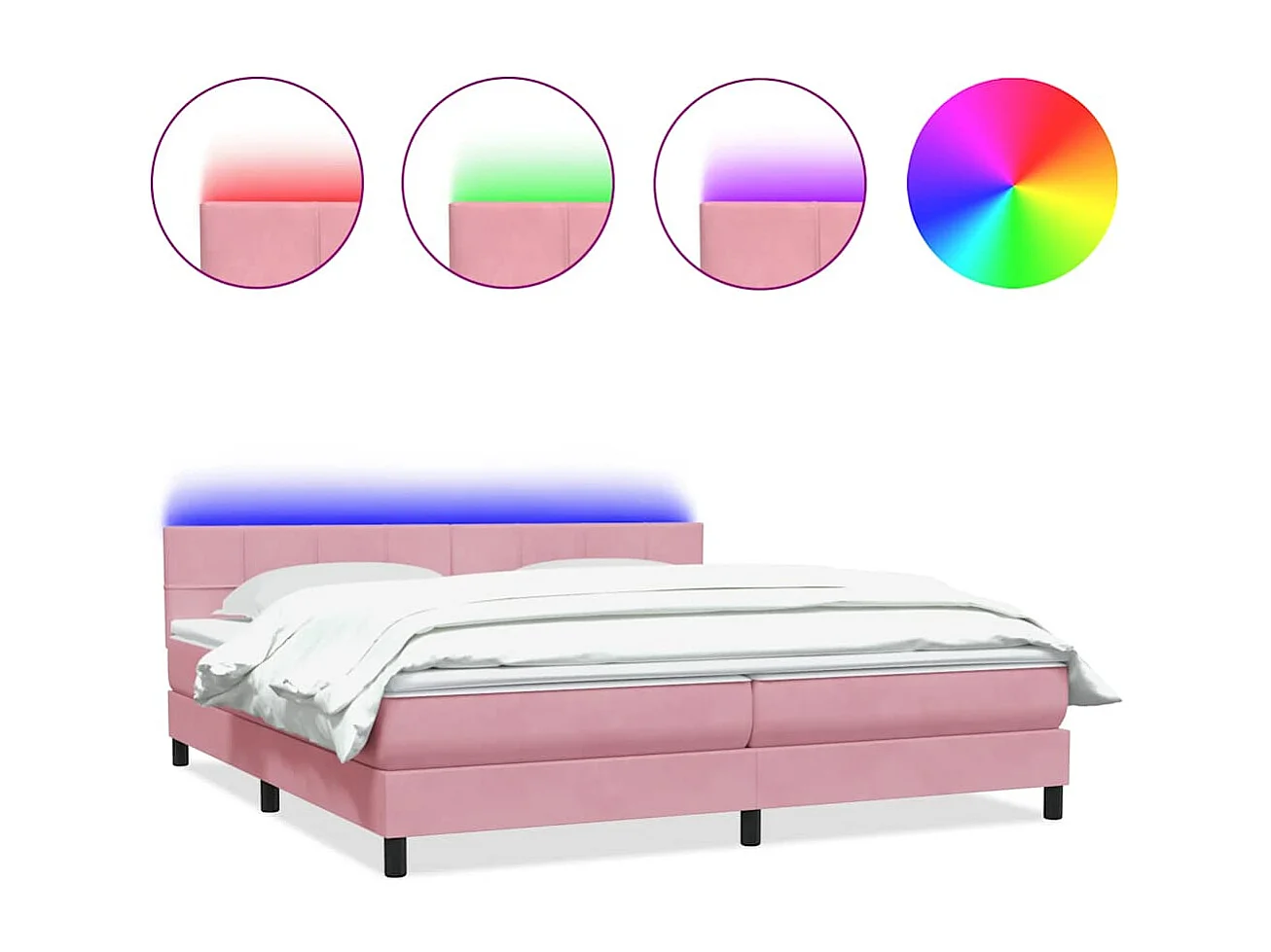 Cama box spring con colchón terciopelo rosa 180x210 cm