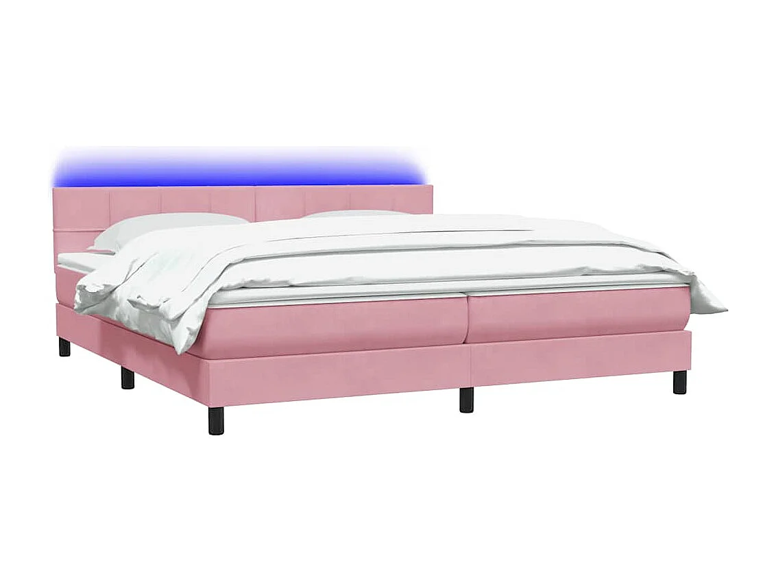 Cama box spring con colchón terciopelo rosa 180x210 cm