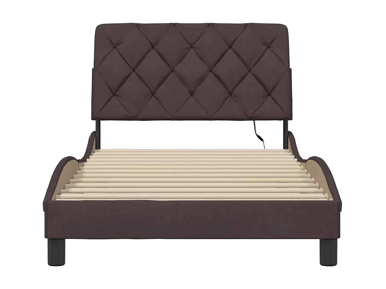 Cadre de lit avec LED sans matelas marron foncé 100x200cm tissu