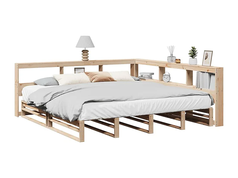 Lit bibliothèque sans matelas 180x200 cm bois massif de pin