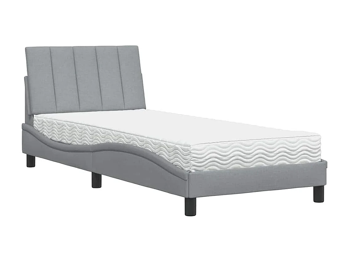 Cama con colchón tela gris claro 80x200 cm