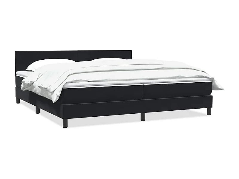 Cama box spring con colchón terciopelo negro 180x220 cm