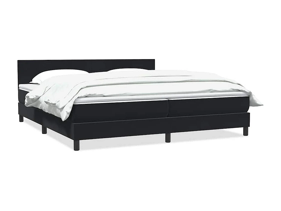 Cama box spring con colchón terciopelo negro 180x220 cm