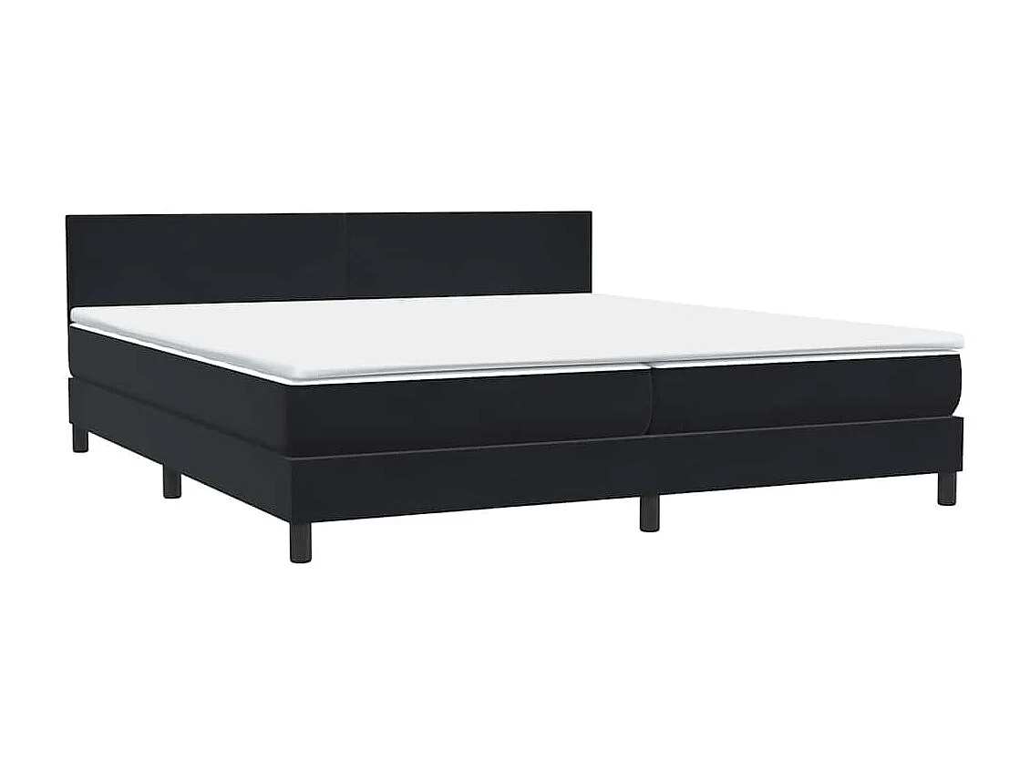 Cama box spring con colchón terciopelo negro 180x220 cm