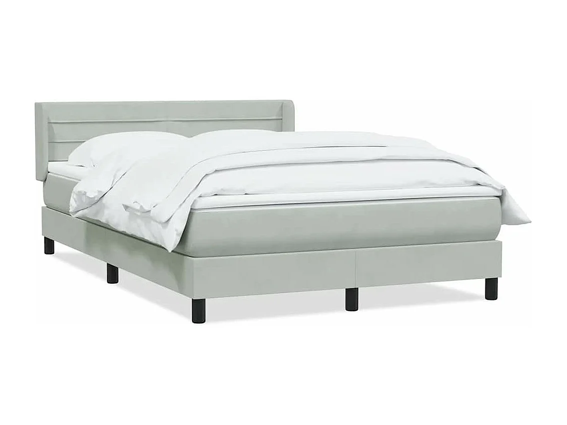Boxspring met matras fluweel lichtgrijs 140x210 cm