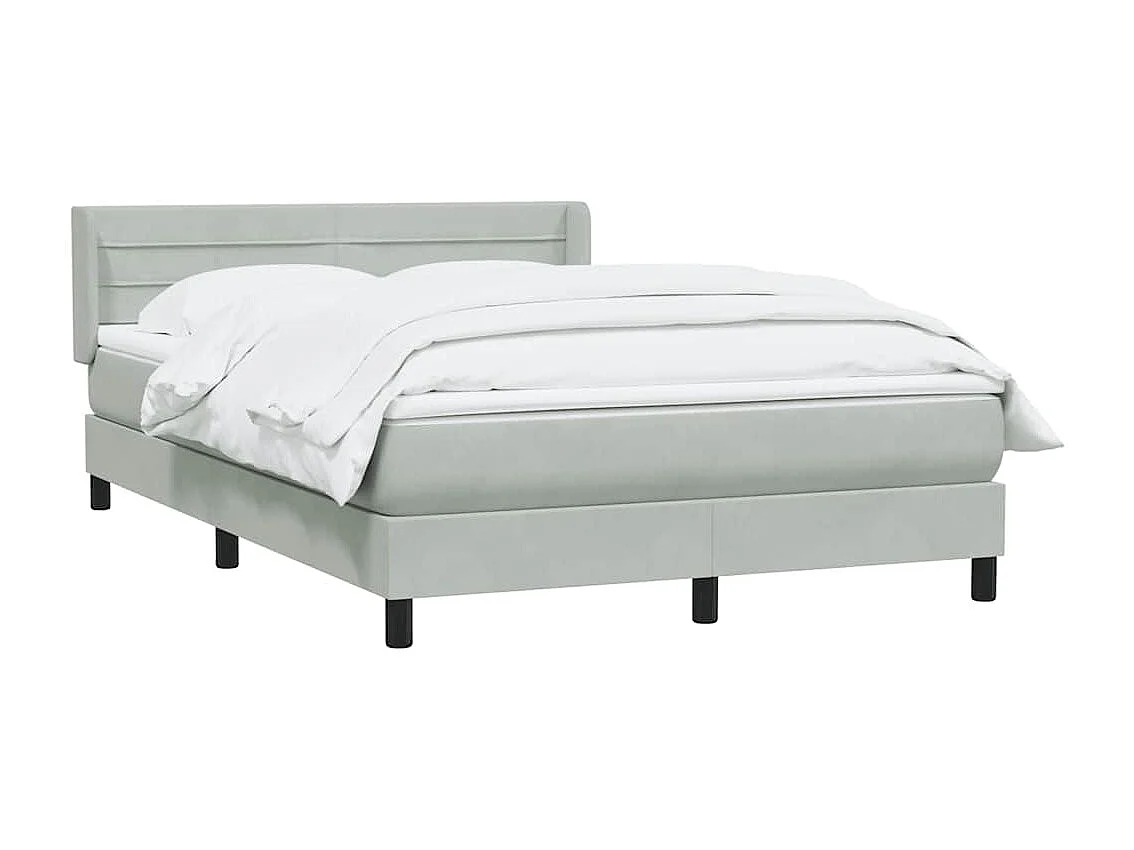 Boxspring met matras fluweel lichtgrijs 140x210 cm