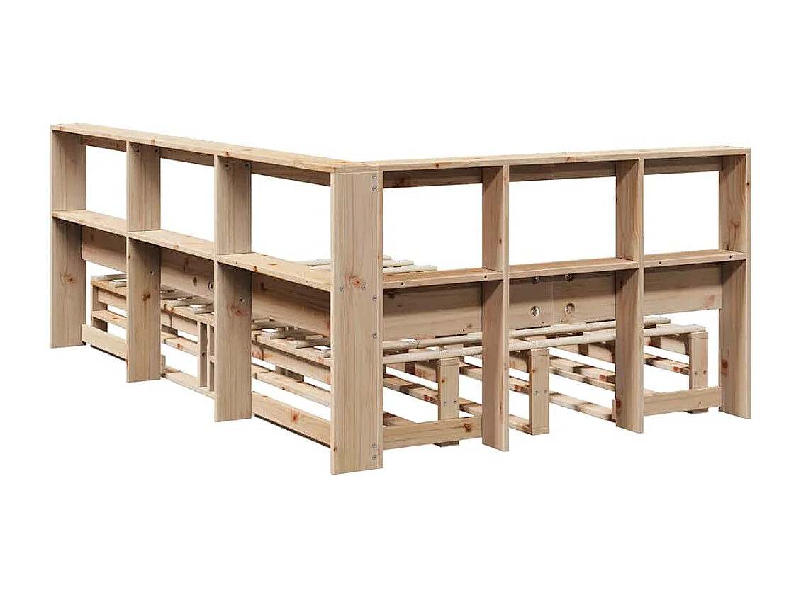 Cama con estantería sin colchón madera maciza de pino 120x200cm