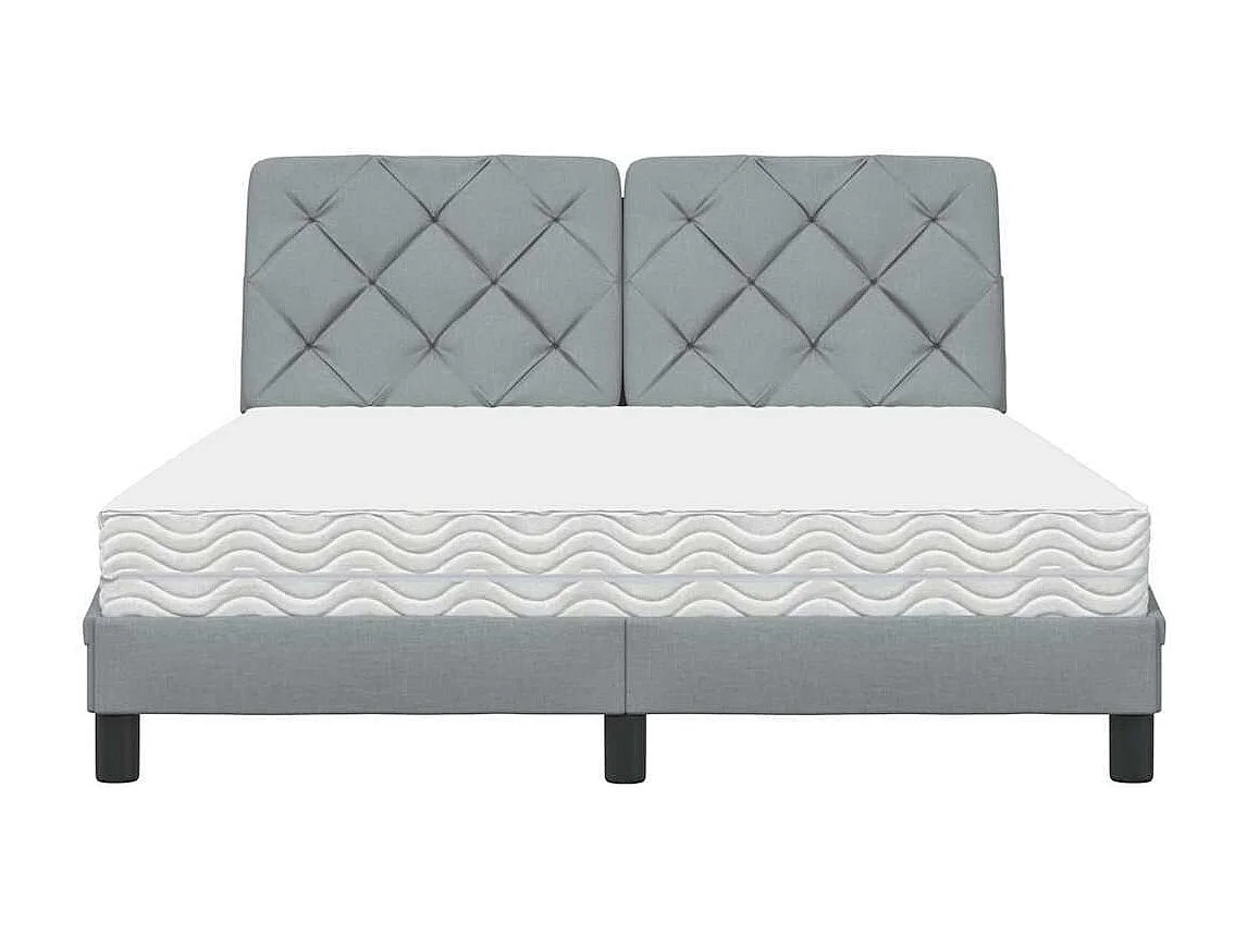 Lit avec matelas gris clair 140x190 cm tissu