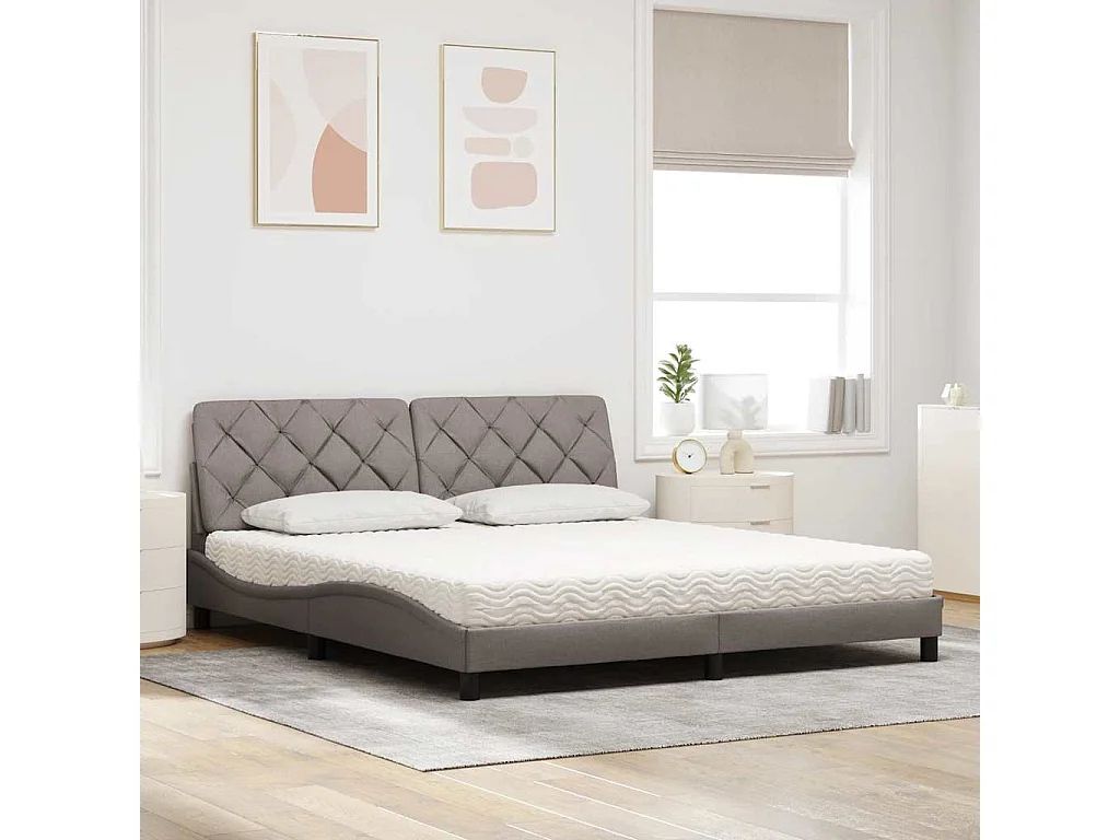 Bed met matras stof taupe 180x200 cm