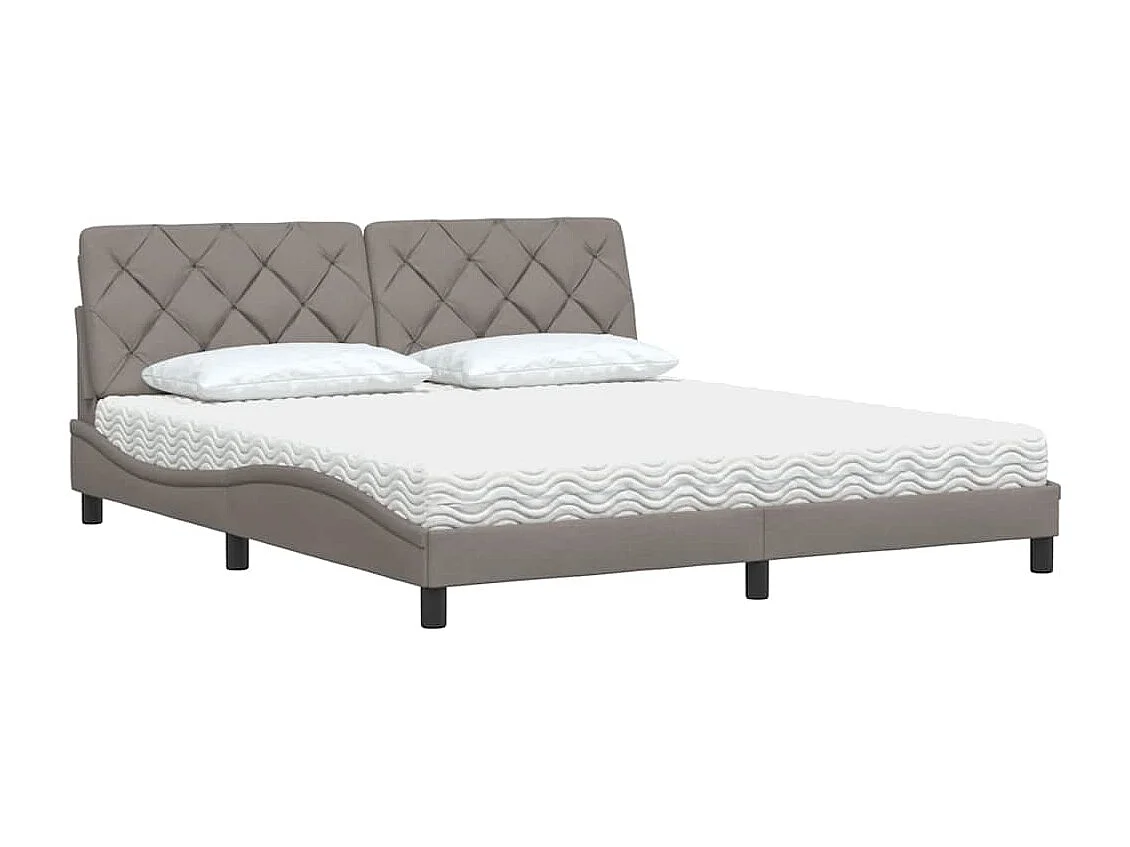 Bed met matras stof taupe 180x200 cm