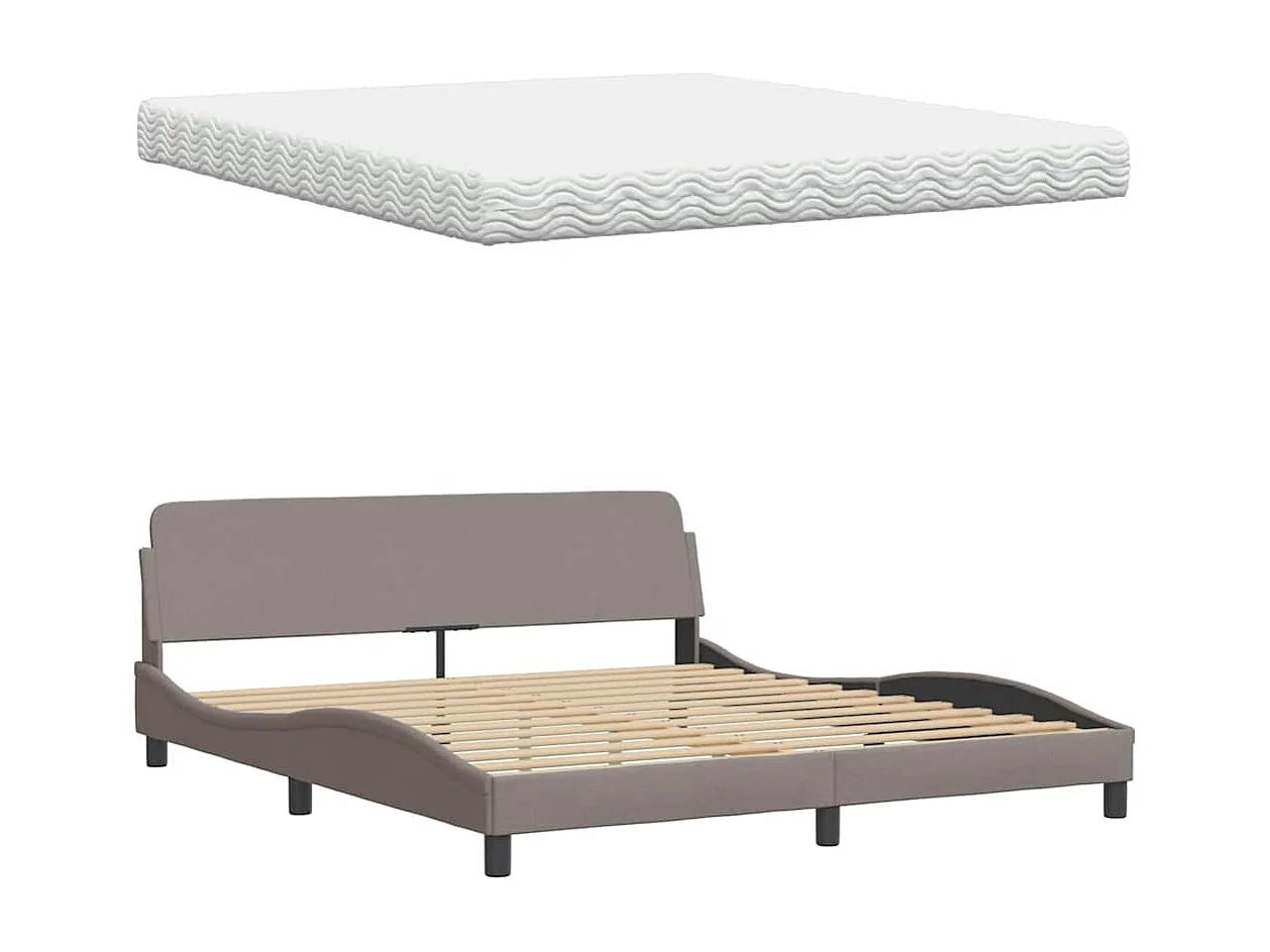 Bed met matras stof taupe 180x200 cm