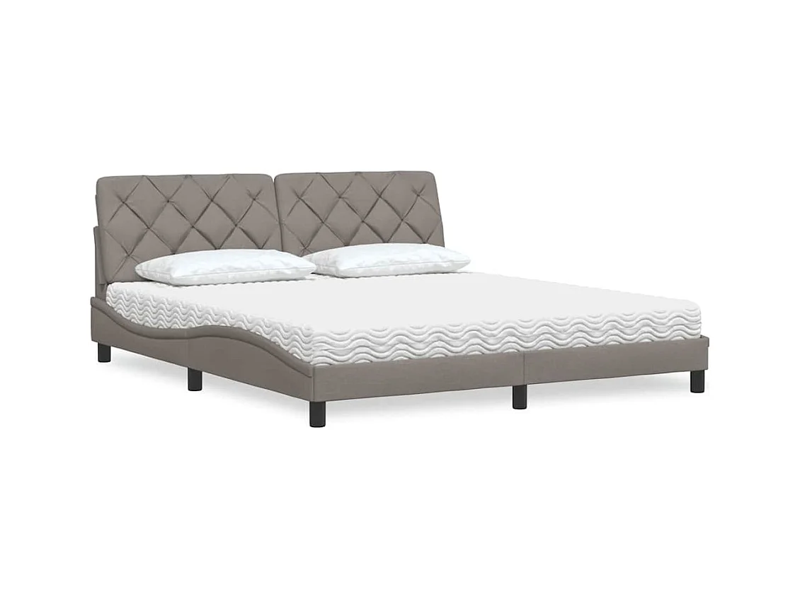 Cama com colchão 180x200 cm tecido castanho-acinzentado