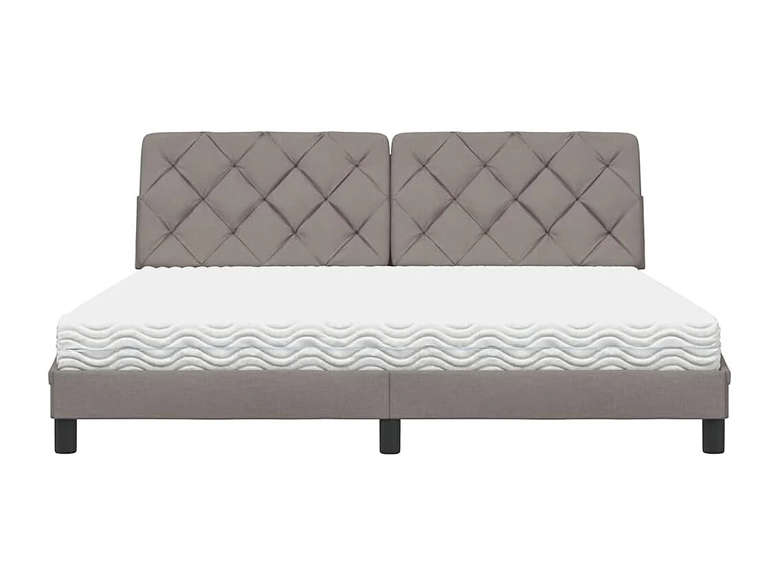 Cama con colchón de tela gris taupe 180x200 cm